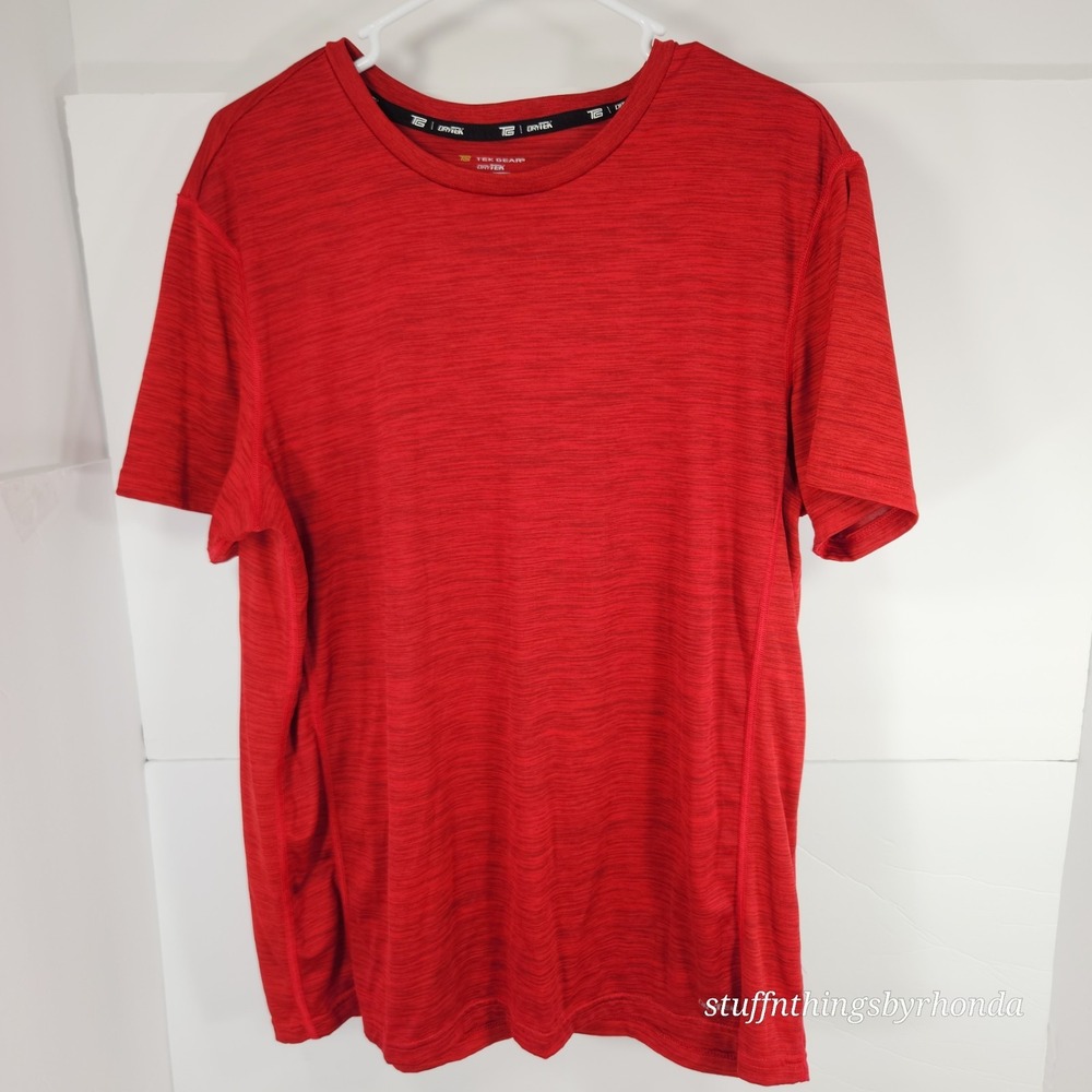 Tek Gear Dry Tek Men's Large Shirt Red‎ Activewear Sports T-Shirt, Moisture Wick